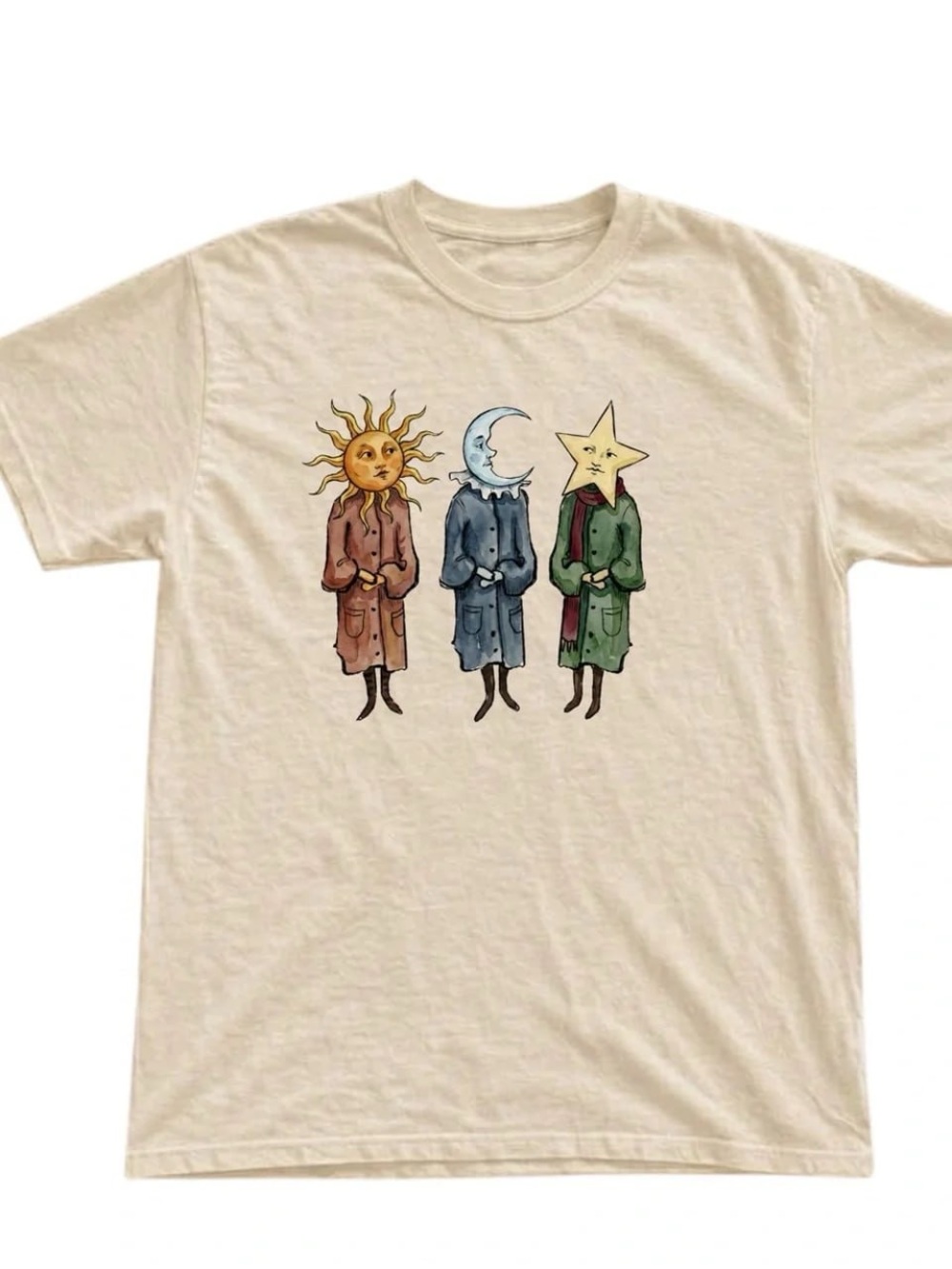 Gildan Cream Tee with Sun Moon Star Graphic